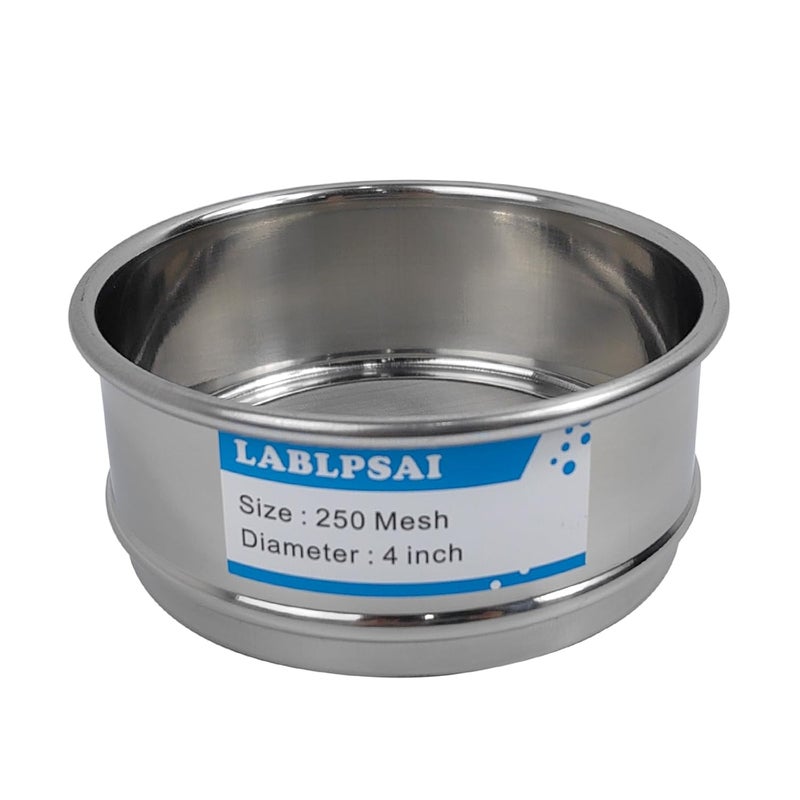 LABLPSAI 250 Mesh Lab Sieves 4" Diameter 304 Stainless Steel Wire Cloth Test Sieve for Industrial Laboratory Home - Image 1